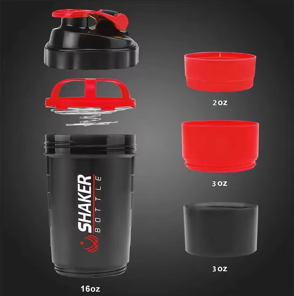 Ultimate 3-Layer Gym Protein Shaker Bottle