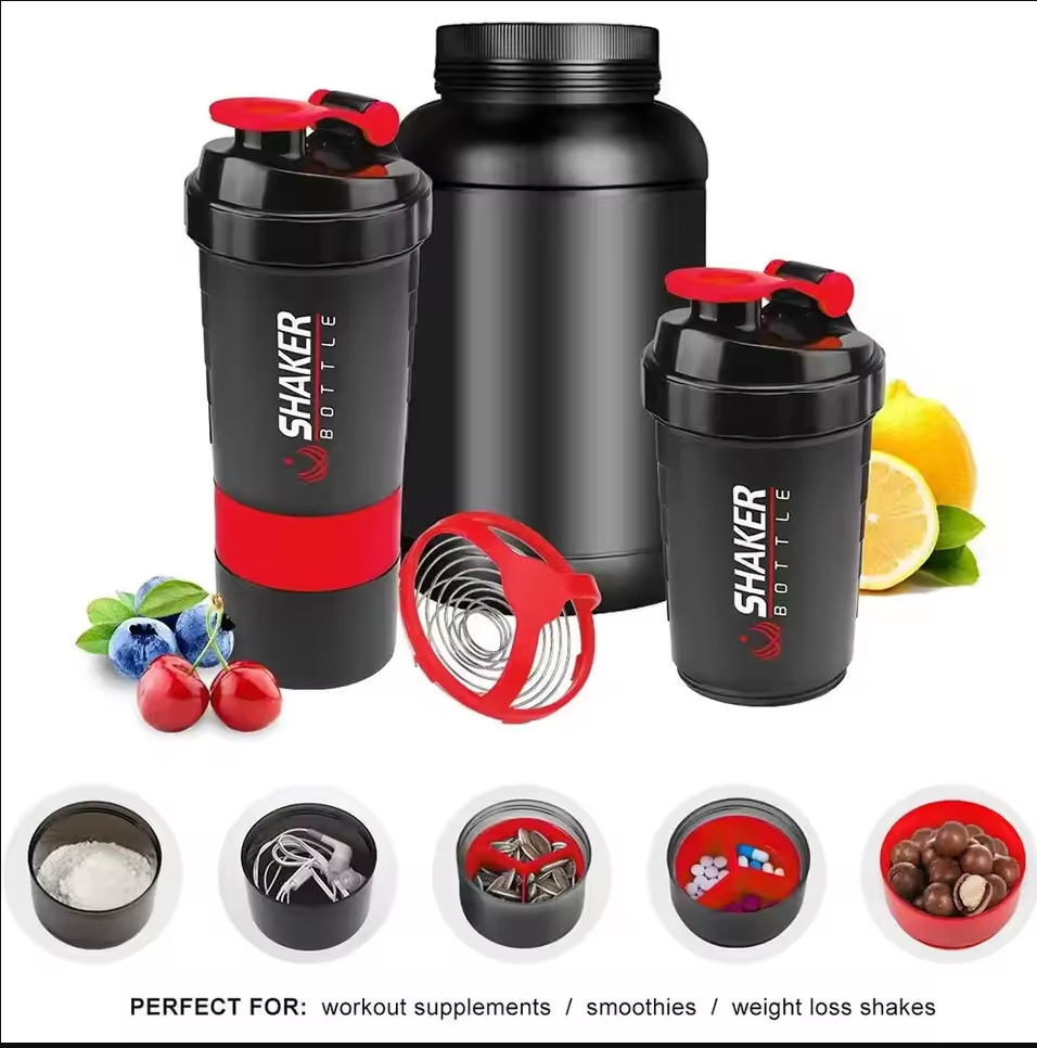 Ultimate 3-Layer Gym Protein Shaker Bottle